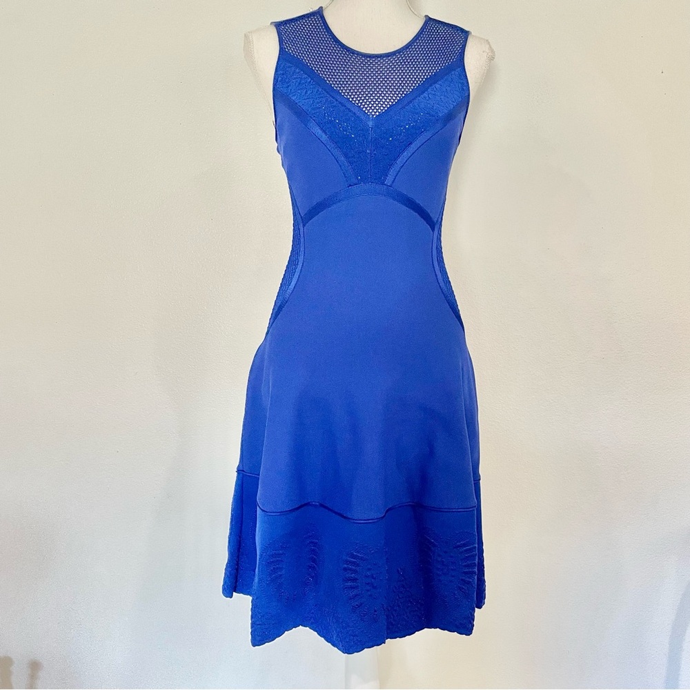 Roberto Cavalli scoop neck embossed jacquard and mesh dress